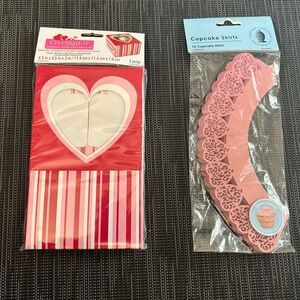 Red and Pink Heart Party Favor 3 large cupcake boxes and 12 cupcake skirts
